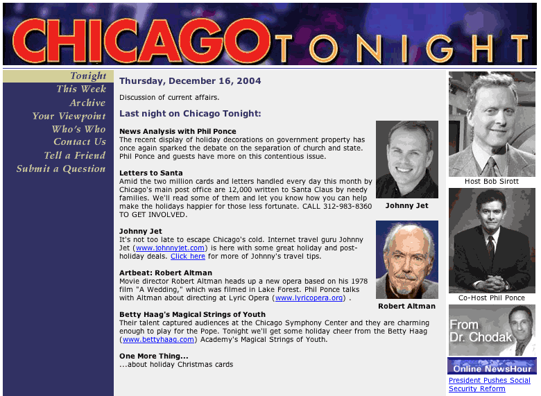 Chicago Tonight Webpage